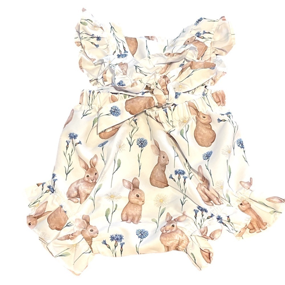 Girls Easter 6-9m Boutique Bunny one piece - Picture 2 of 2